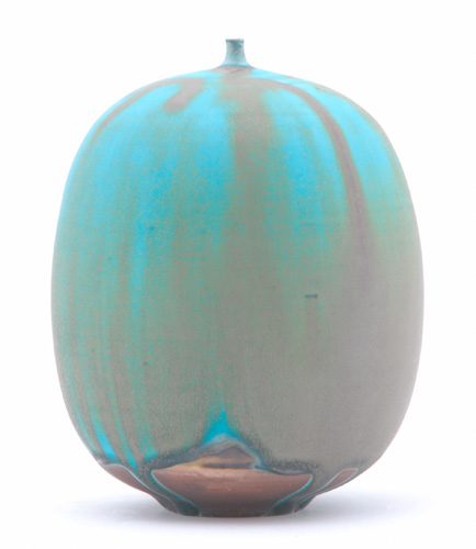 Appraisal: CABAT Feelie covered in turquoise and amber crystalline vellum glaze