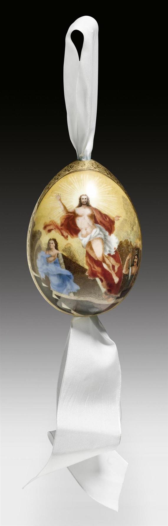 Appraisal: PORCELAIN EASTER EGG RUSSIA CIRCA Gilt imprinted and heightened in