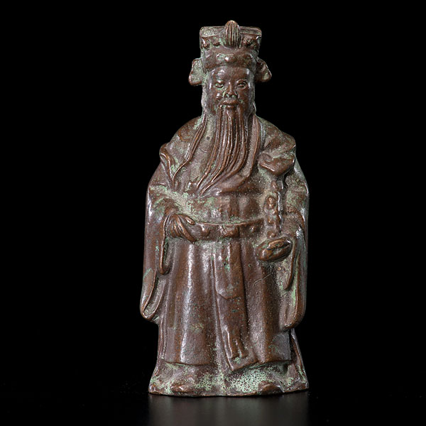 Appraisal: Chinese th century A finely cast hollow bronze of scholar