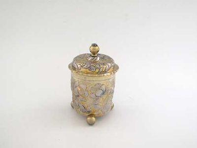 Appraisal: A late th century German parcelgilt beaker and cover on