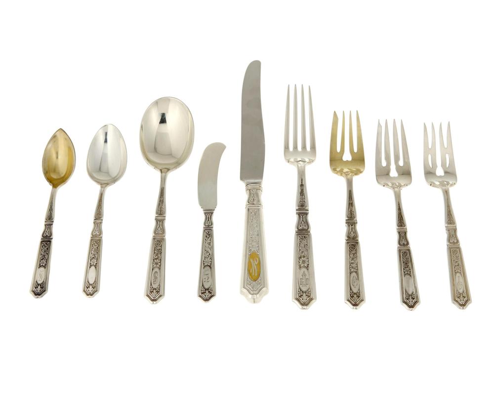 Appraisal: A Gorham St Dunstan Chased sterling silver flatware service th