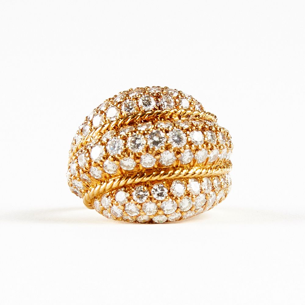 Appraisal: K Yellow Gold And Diamond Dome Ring One late twentieth