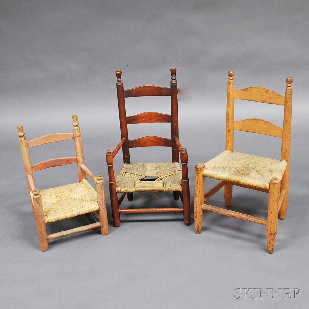 Appraisal: Three Children's Painted Chairs America th and th century one