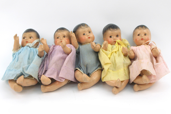 Appraisal: A SET OF FIVE DIONNE QUINTUPLET DOLLS all composition with