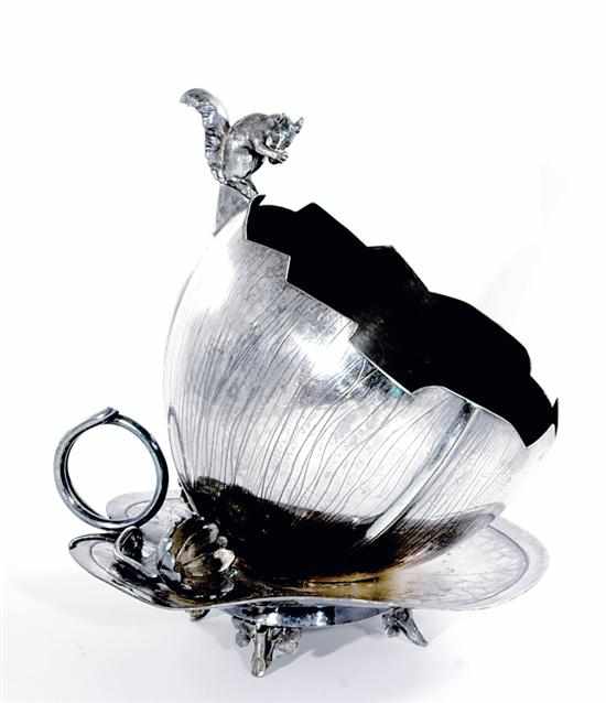 Appraisal: Aesthetic Movement silverplate centerbowl by Meriden circa squirrel seated atop