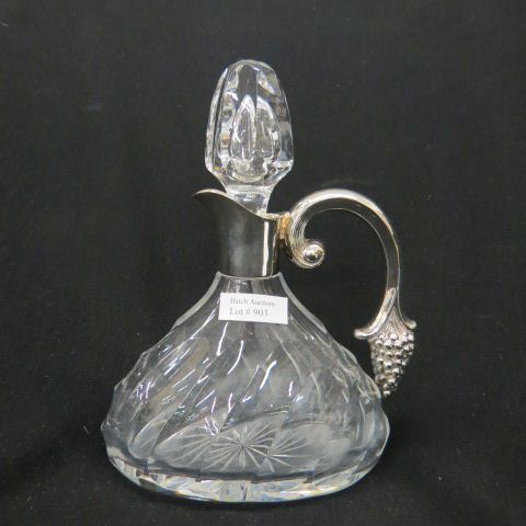 Appraisal: Sterling Silver Cut Crystal Claret or Winedecanter figural grape cluster