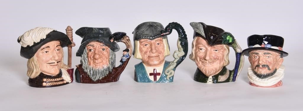 Appraisal: Five Royal Doulton character mugs each approximately h x l