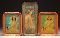 Appraisal: LOT OF THREE COCA-COLA SERVING TRAYS Includes Canadian serving tray