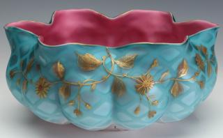 Appraisal: AN ENAMELED MOTHER OF PEARL BRIDE'S BOWL ATTR WEBB A