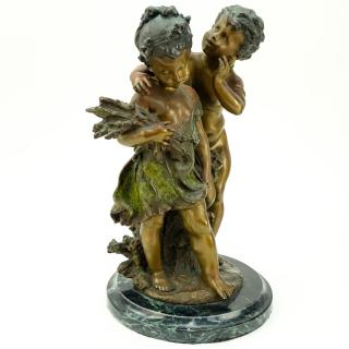 Appraisal: After August Moreau French - A Confidence Patinated Bronze Sculpture