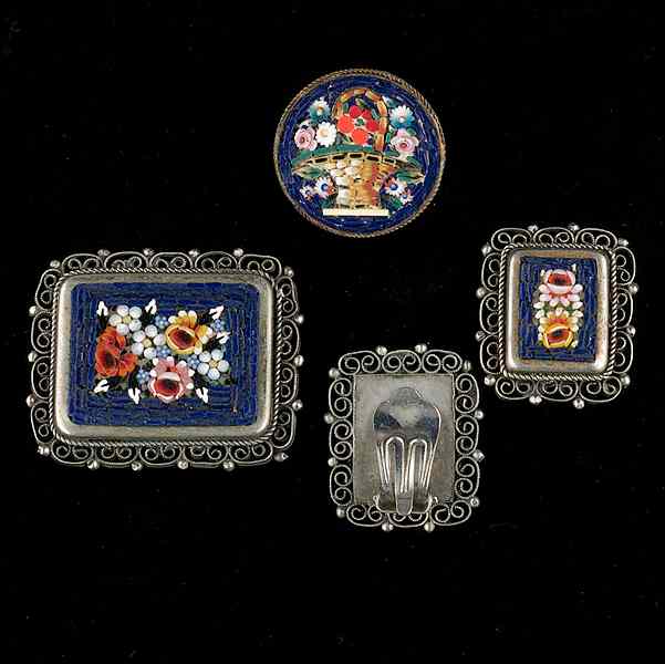 Appraisal: Italian mosaic grouping A grouping of Mosaic jewelry stamped Italy