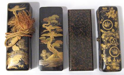 Appraisal: Four Japanese lacquered fubako document box th century The largest