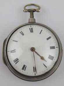 Appraisal: A silver pair case pocket watch with verge escapement hallmarked