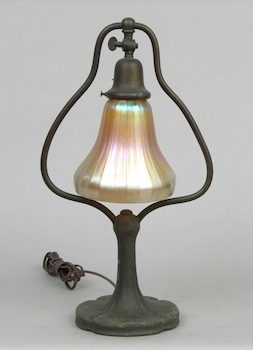 Appraisal: A Handel Table Lamp with an Unsigned Art Glass Shade