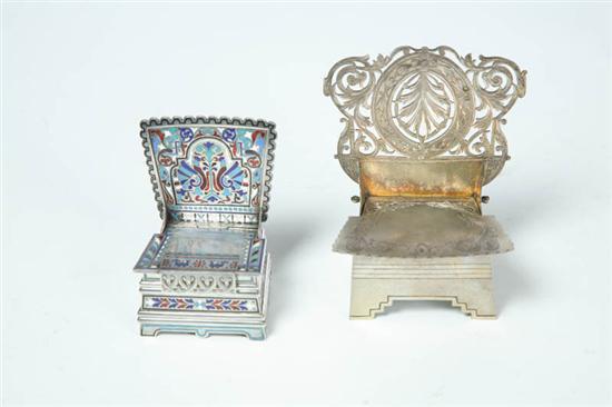 Appraisal: TWO SILVER SALT CELLARS Russia both hallmarked Includes an enameled