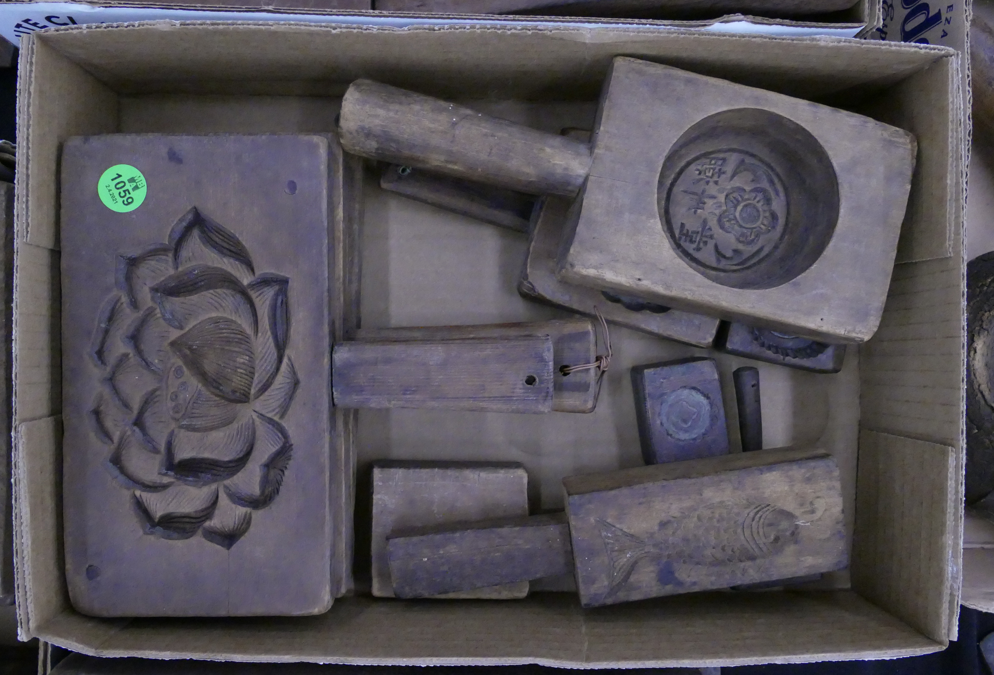 Appraisal: Box pc Antique Chinese Small Cake Molds- largest ''