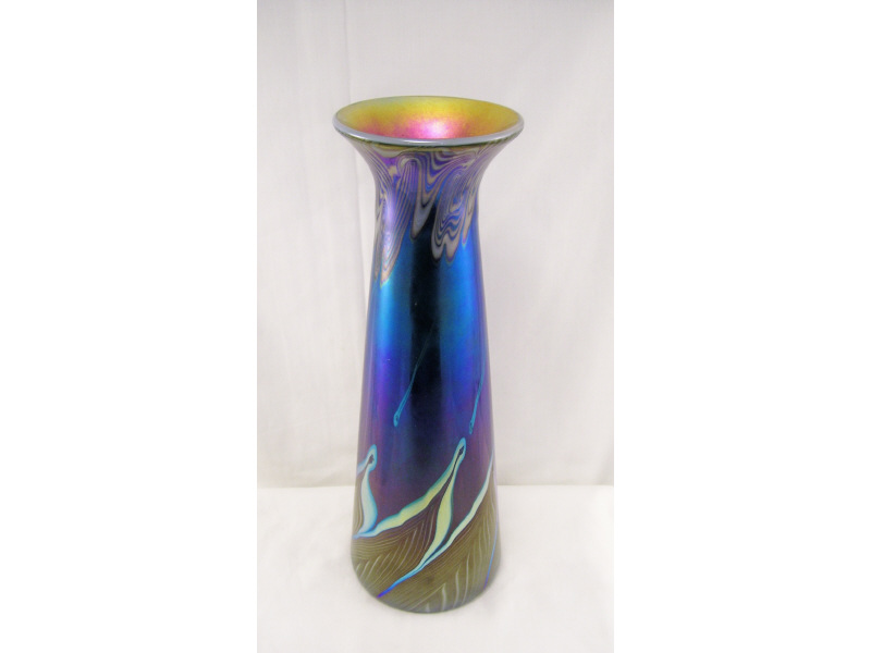 Appraisal: Lundberg Studios Art Glass Vase Cylinder style art glass vase