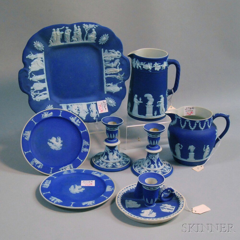 Appraisal: Eight Wedgwood Dark Blue Jasper Items th and th century