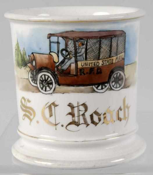 Appraisal: US Mail Truck Shaving Mug Description Gilt name S C