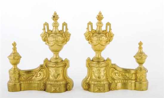 Appraisal: Pair French gilt-bronze chenets stamped Charles Casier mid th century