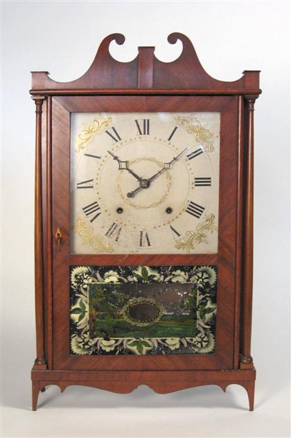 Appraisal: Federal pillar and scroll mantel clock circa The scroll pediment