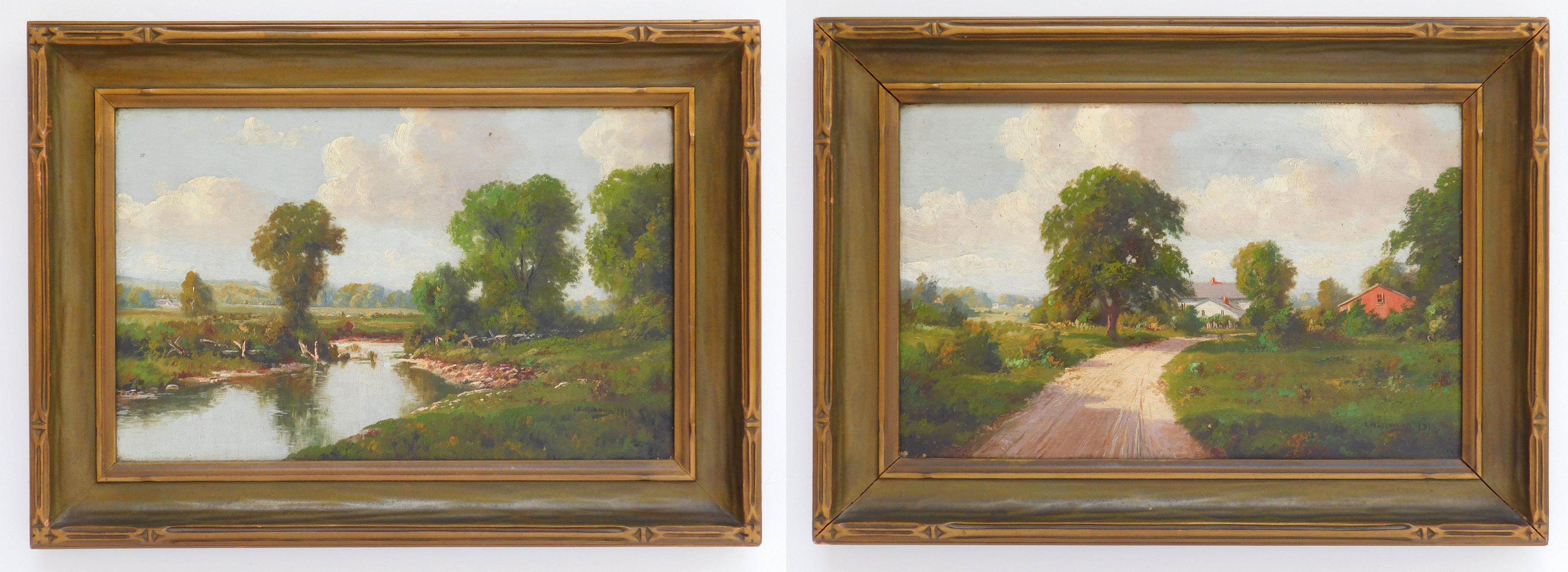 Appraisal: Lillian Hulsmann American th c Pastoral Landscape Farm Landscape oils