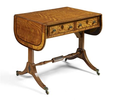 Appraisal: REGENCY SATINWOOD AND SOFA TABLE CIRCA the rounded rectangular top