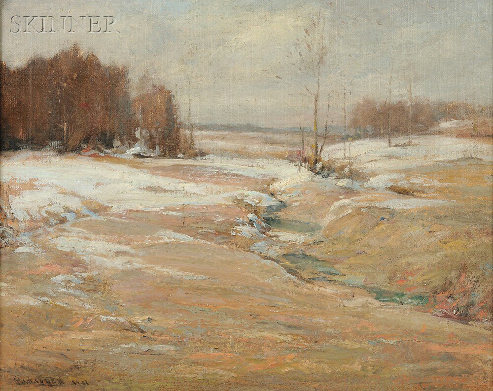 Appraisal: Frank W Loven American - Winter Landscape Signed and dated