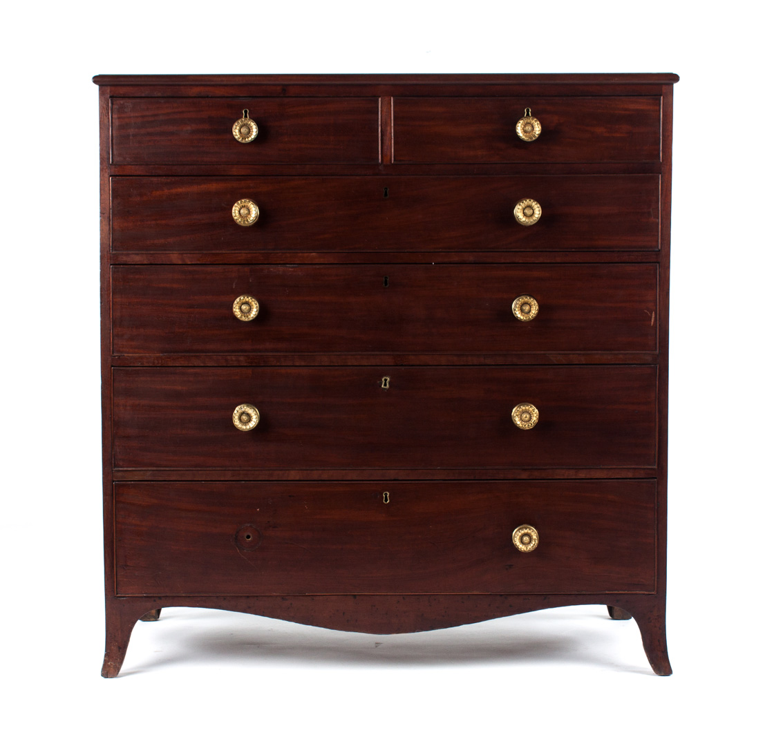 Appraisal: George IV mahogany chest of drawers two short and three