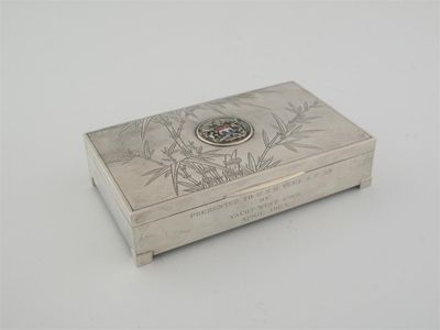 Appraisal: A Chinese cigarette box on square bracket feet the cover