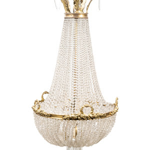 Appraisal: An Empire Style Gilt Bronze and Beaded Glass Chandelier Late