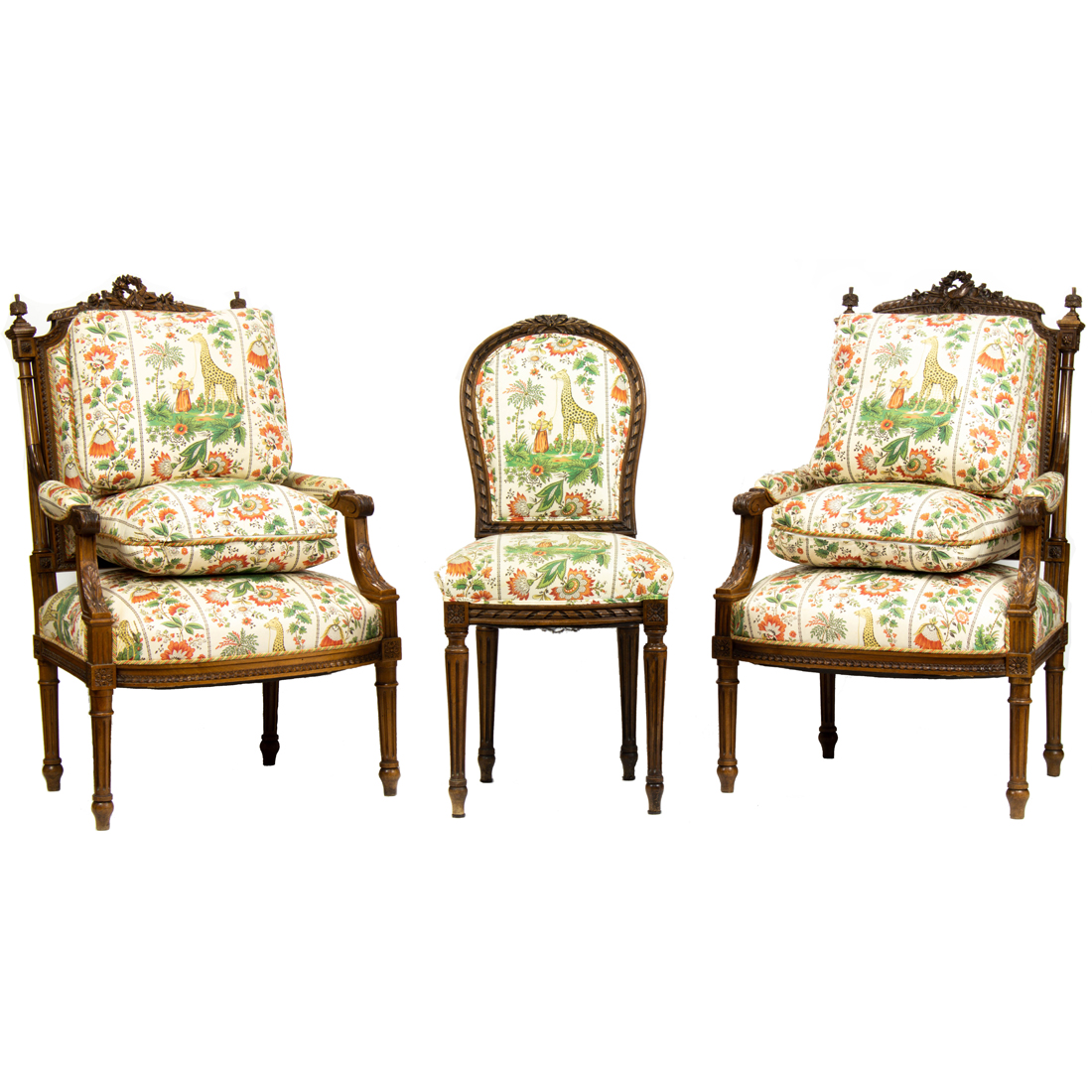 Appraisal: LOT OF SUITE OF LOUIS XVI STYLE SALON CHAIRS lot