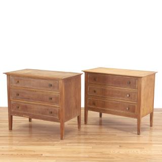 Appraisal: Pair Mid-Century French cerused oak commodes Circa s possibly Paul