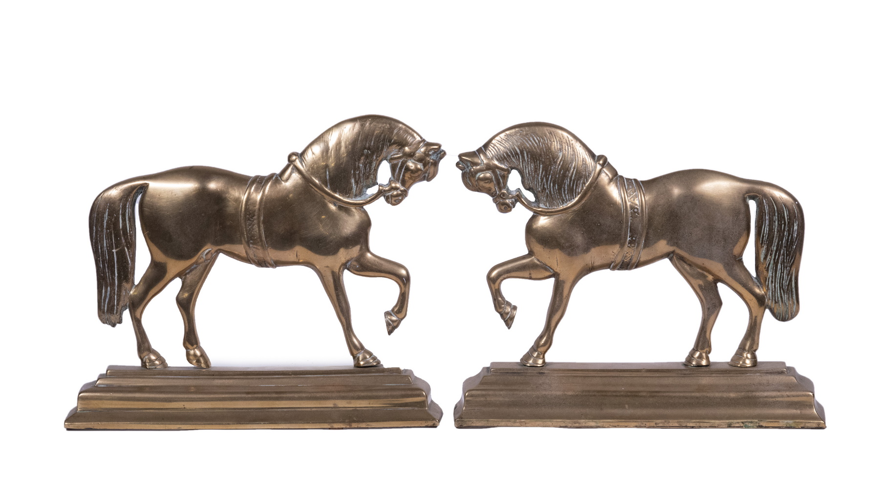 Appraisal: PR BRASS HORSE DOORSTOPS Matched Pair of Victorian Cast Brass