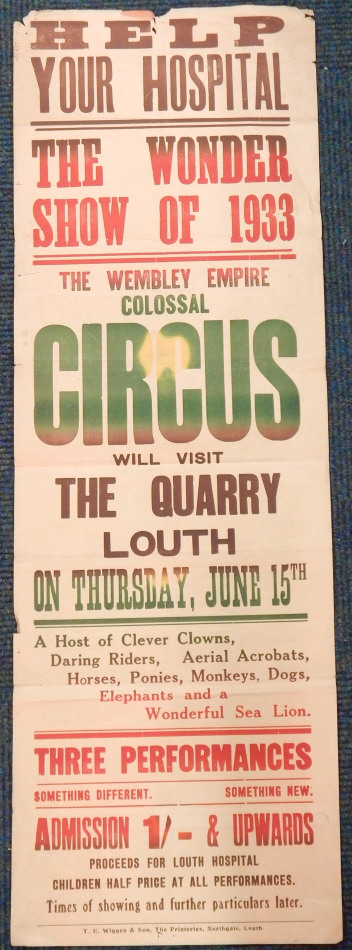 Appraisal: A Wembley Empire Colossal Circus poster for the Quarry Louth