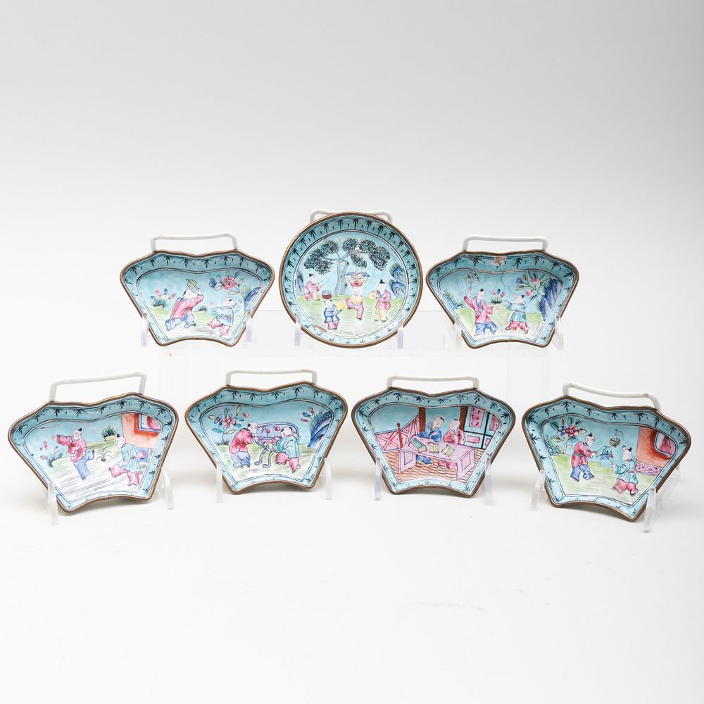 Appraisal: Chinese Canton Enamel Condiment Set in diam pcs Property from