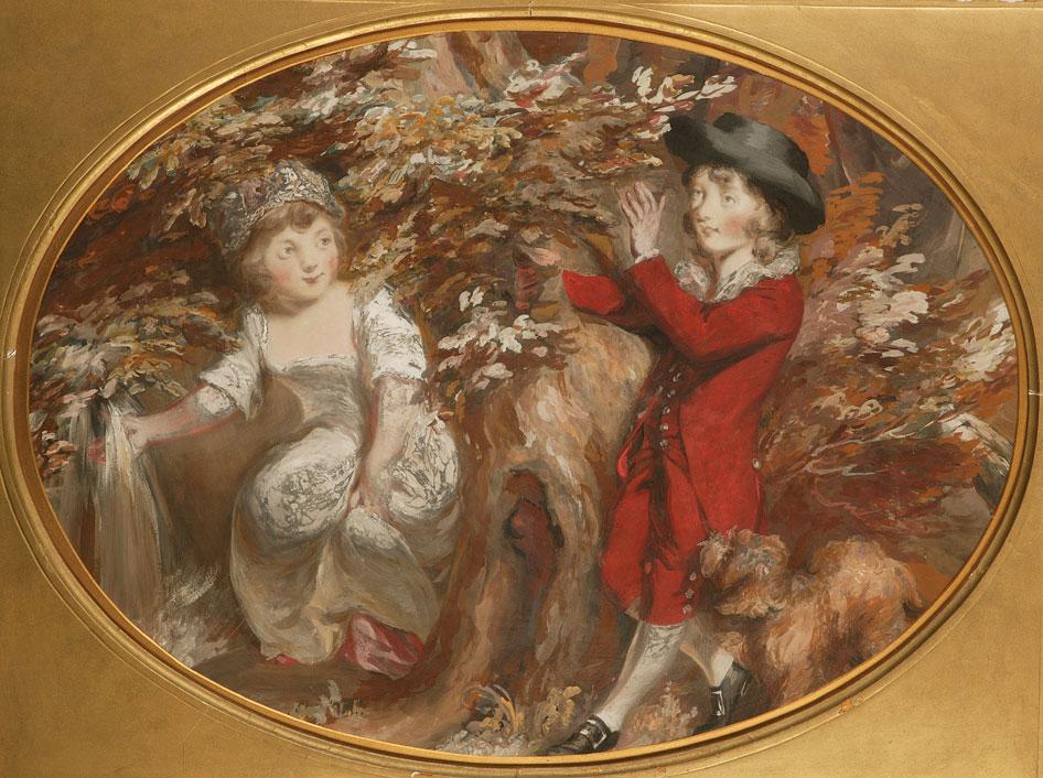 Appraisal: ATTRIBUTED TO DANIEL GARDNER Two children by a fountain in