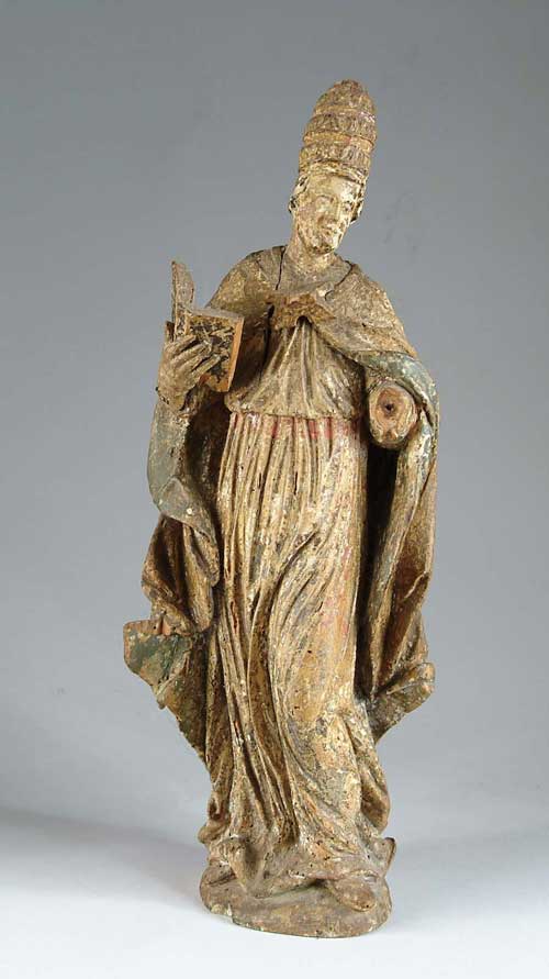 Appraisal: CARVED AND PARTIALLY POLYCHROME SANTOS FIGURE Man with robe holding