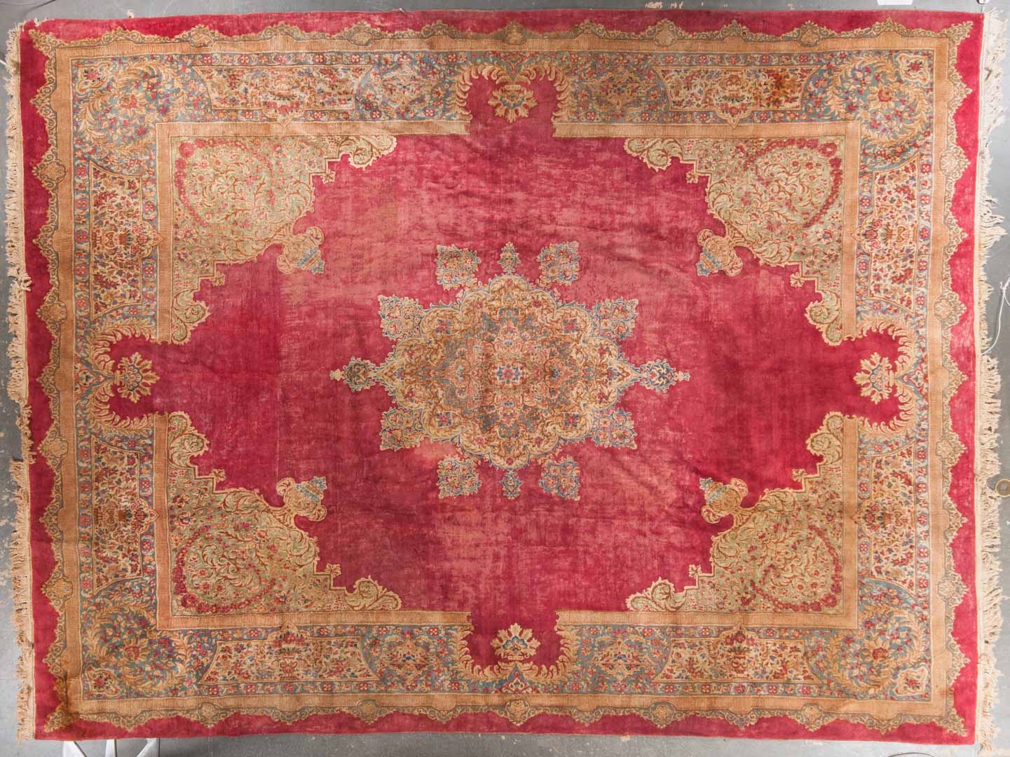 Appraisal: Persian Kerman carpet approx x Iran circa Condition Dirty needs