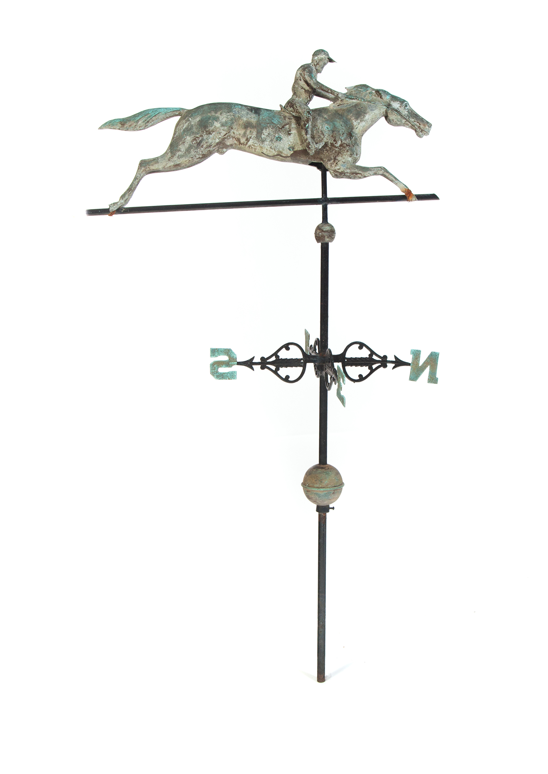 Appraisal: AMERICAN HORSE AND JOCKEY WEATHERVANE Possibly Fiske late th century