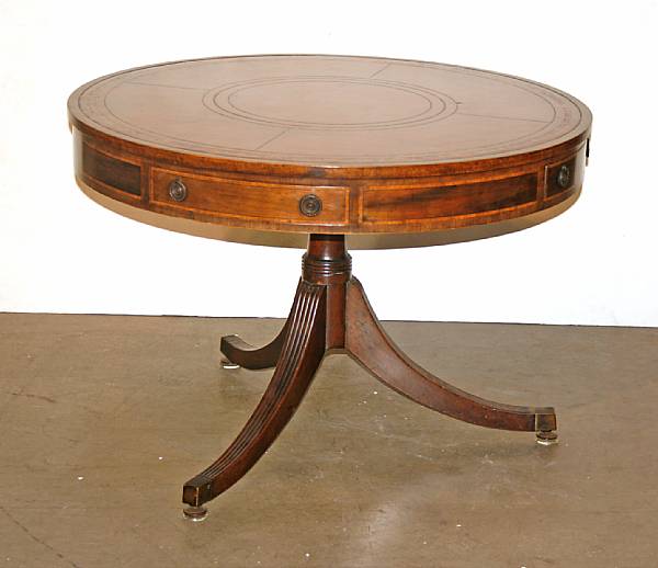 Appraisal: A Regency style mahogany drum table height in diameter in