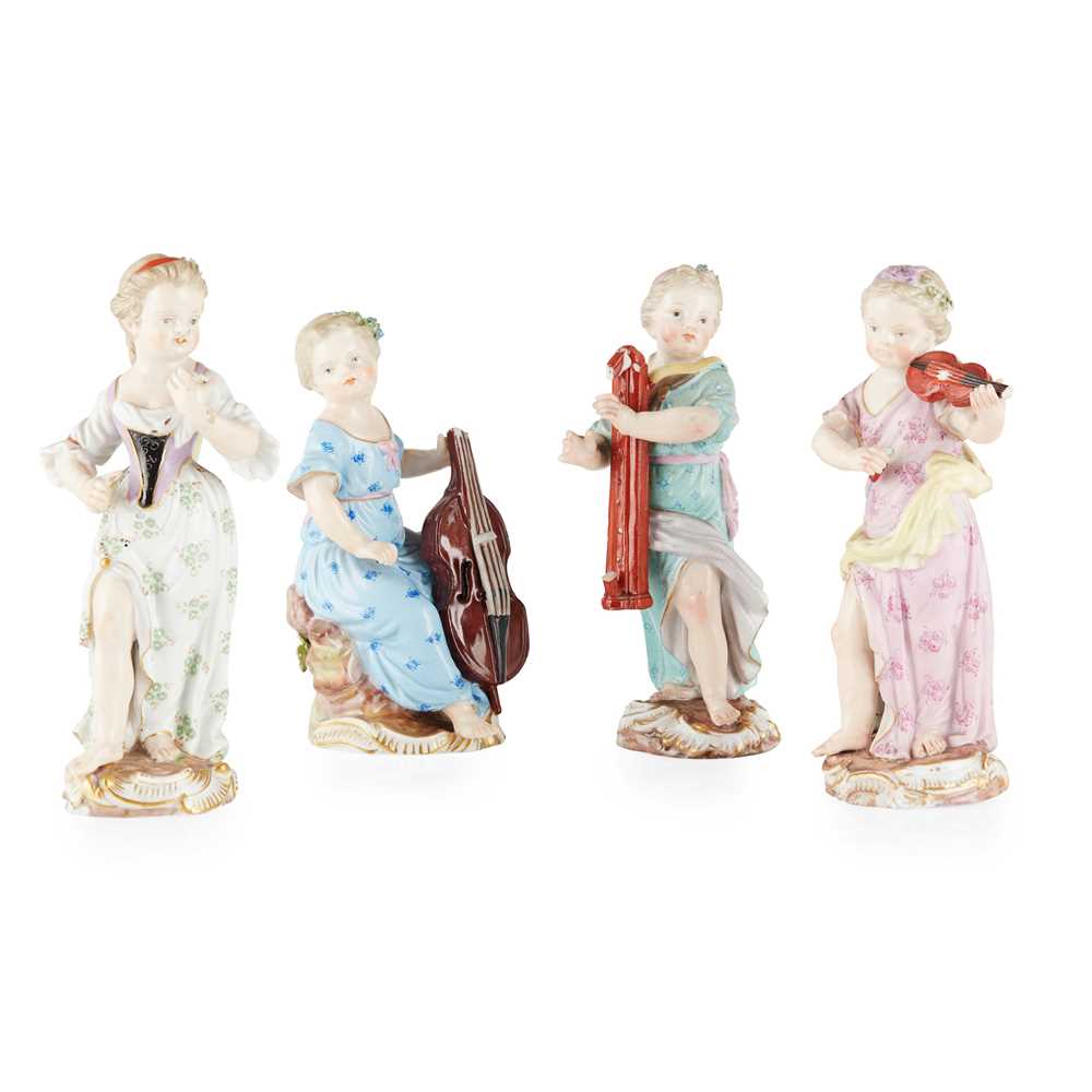 Appraisal: FOUR MEISSEN CHILD MUSICIAN FIGURES MID TH CENTURY each modelled