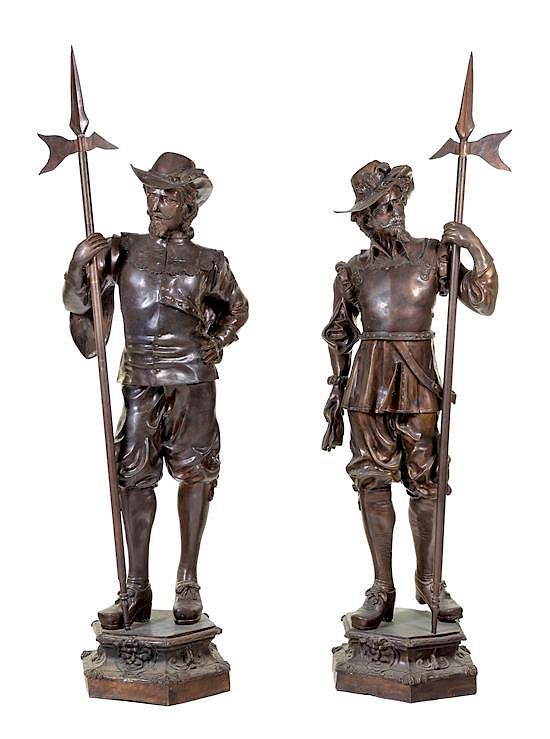 Appraisal: A Pair of Large Bronze Figures of Cavaliers Height of