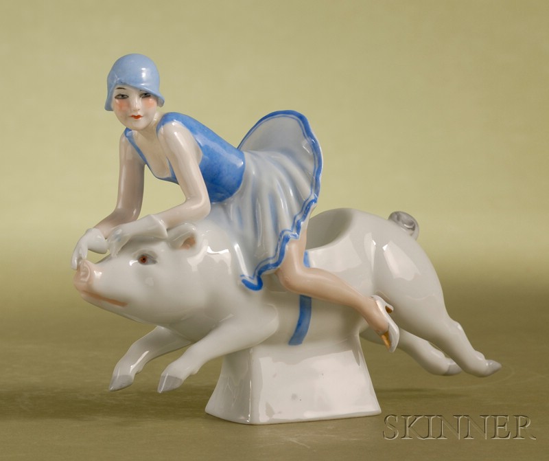 Appraisal: French Art Deco Porcelain Figure of a Flapper France th