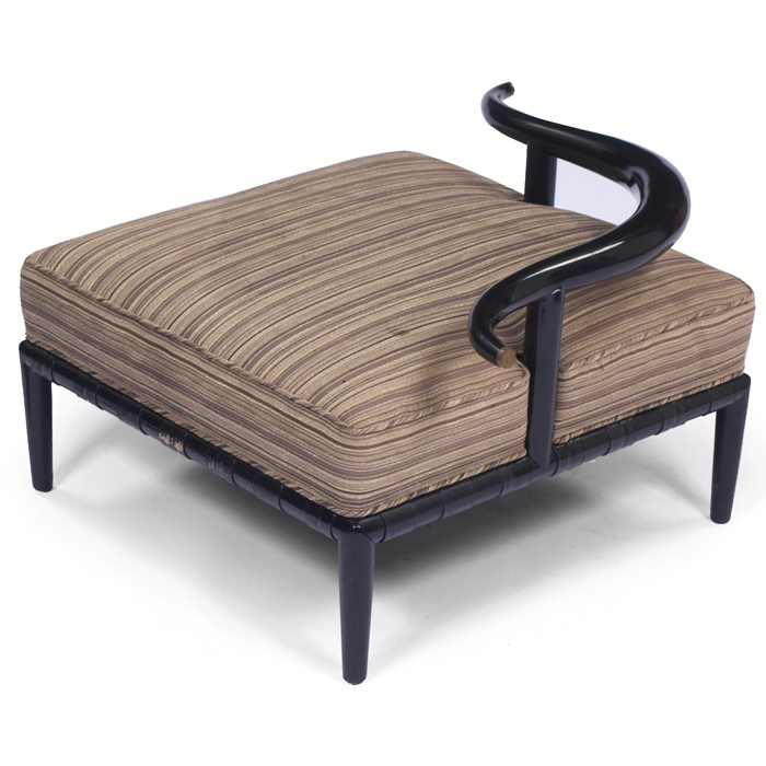 Appraisal: Baker lounge chair square form with dark stained wood frame