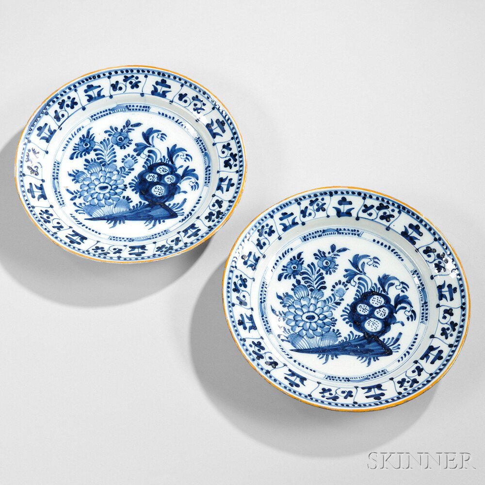 Appraisal: Two Delft Blue and White Chargers th century each with