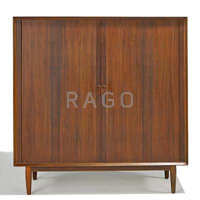 Appraisal: ARNE VODDER SIBAST MOBLER Tambour-door cabinet Denmark s Teak birch