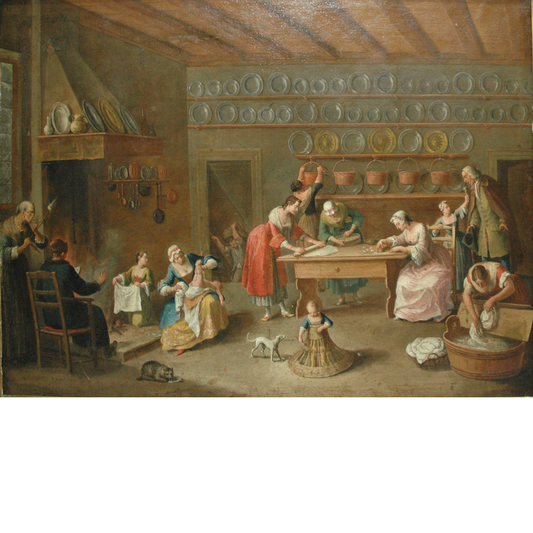 Appraisal: School of Jan Josef Horemans the Elder Domestic Scene Oil