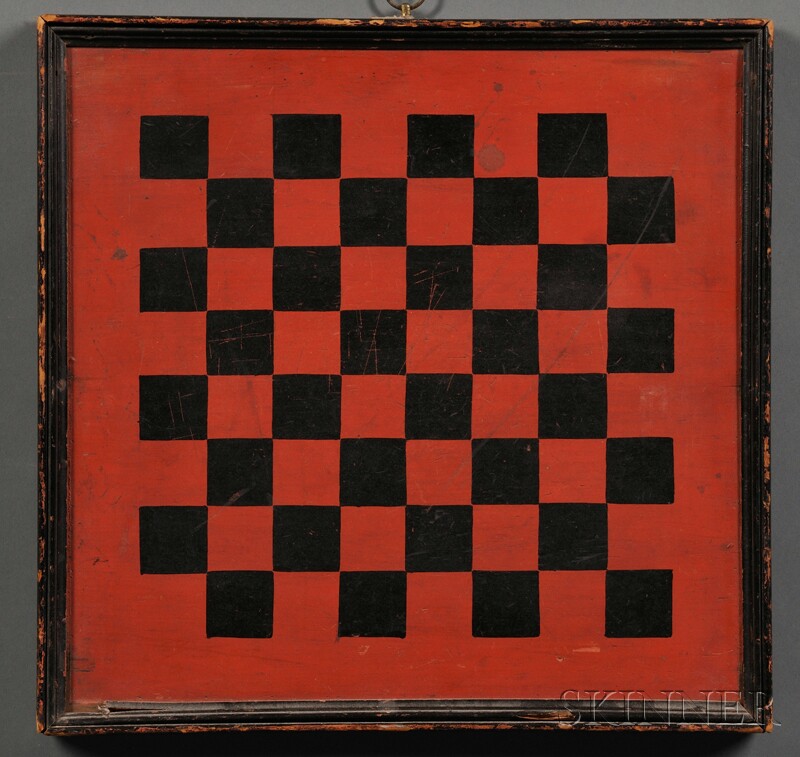 Appraisal: Rare Painted and Signed Game Board America c wood panel