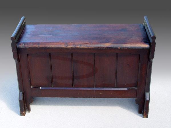 Appraisal: DARK OAK BIBLE TABLE WINDOW BENCH Lift top bench seat